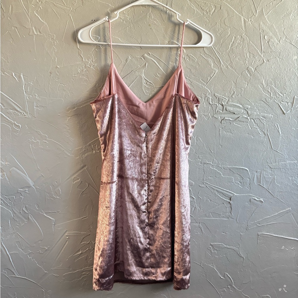 TopShop Glitter Velvet Slip Dress In Rose Gold New With Tags - Picture 3 of 6